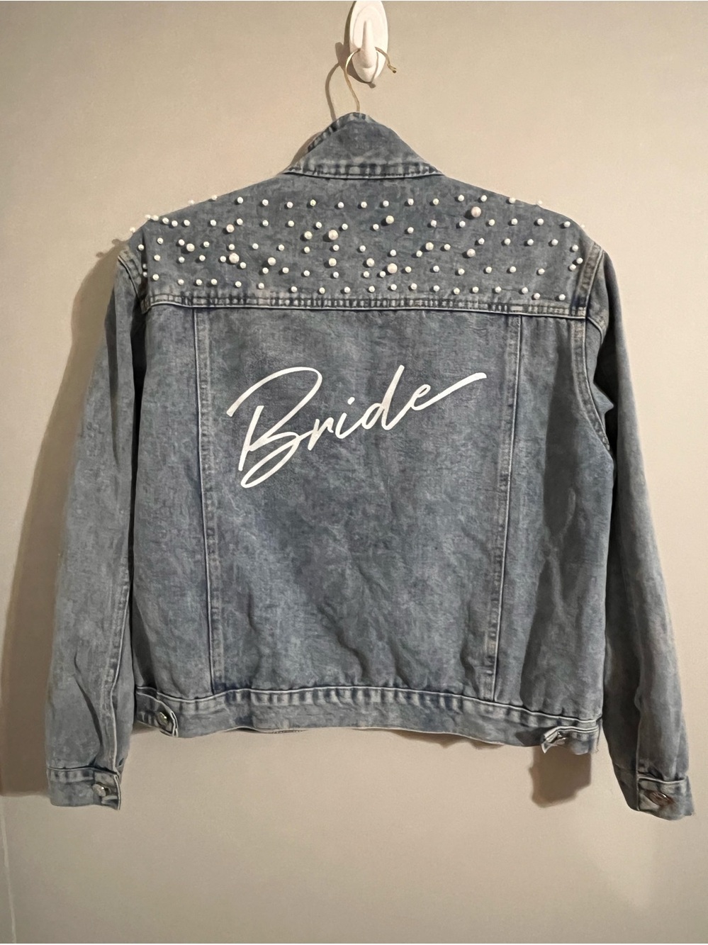 Bride Pearl-Embellished Denim Jacket